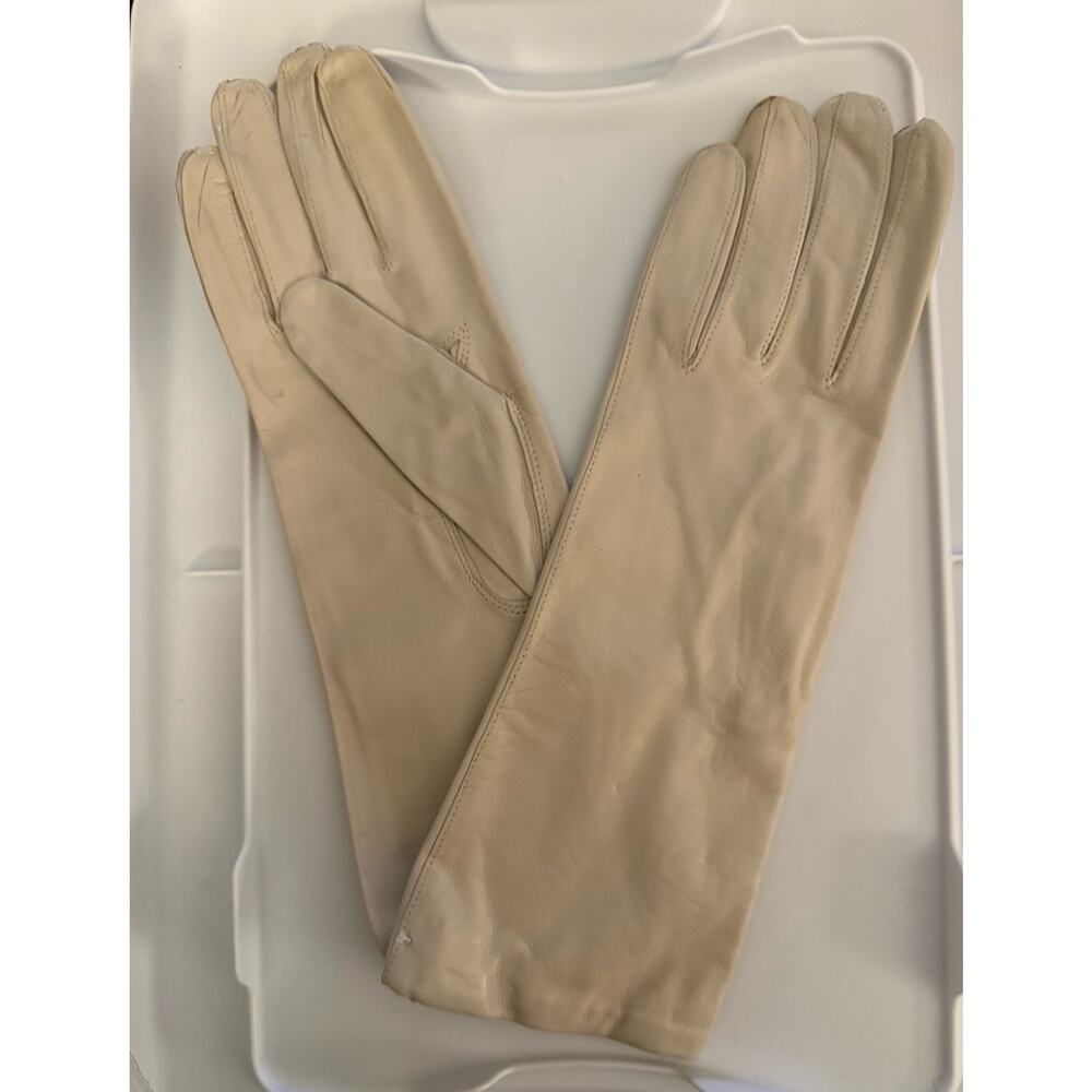 VTG made In Italy Leather Gloves Cream White 7